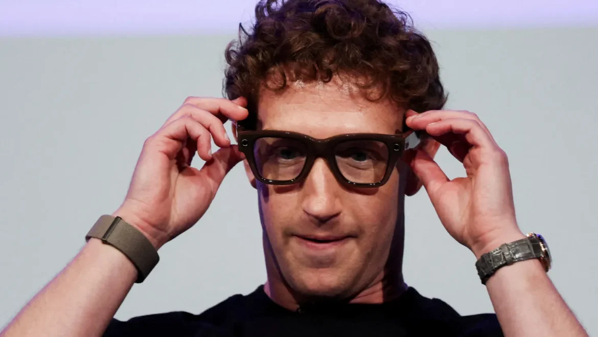 Meta CEO Mark Zuckerberg wears the Meta Ray-Ban Display glasses, as he delivers a speech presenting the new line of smart glasses, during the Meta Connect event at the company’s headquarters in Menlo Park, California, U.S., Sept. 17, 2025. Carlos Barria | Reuters